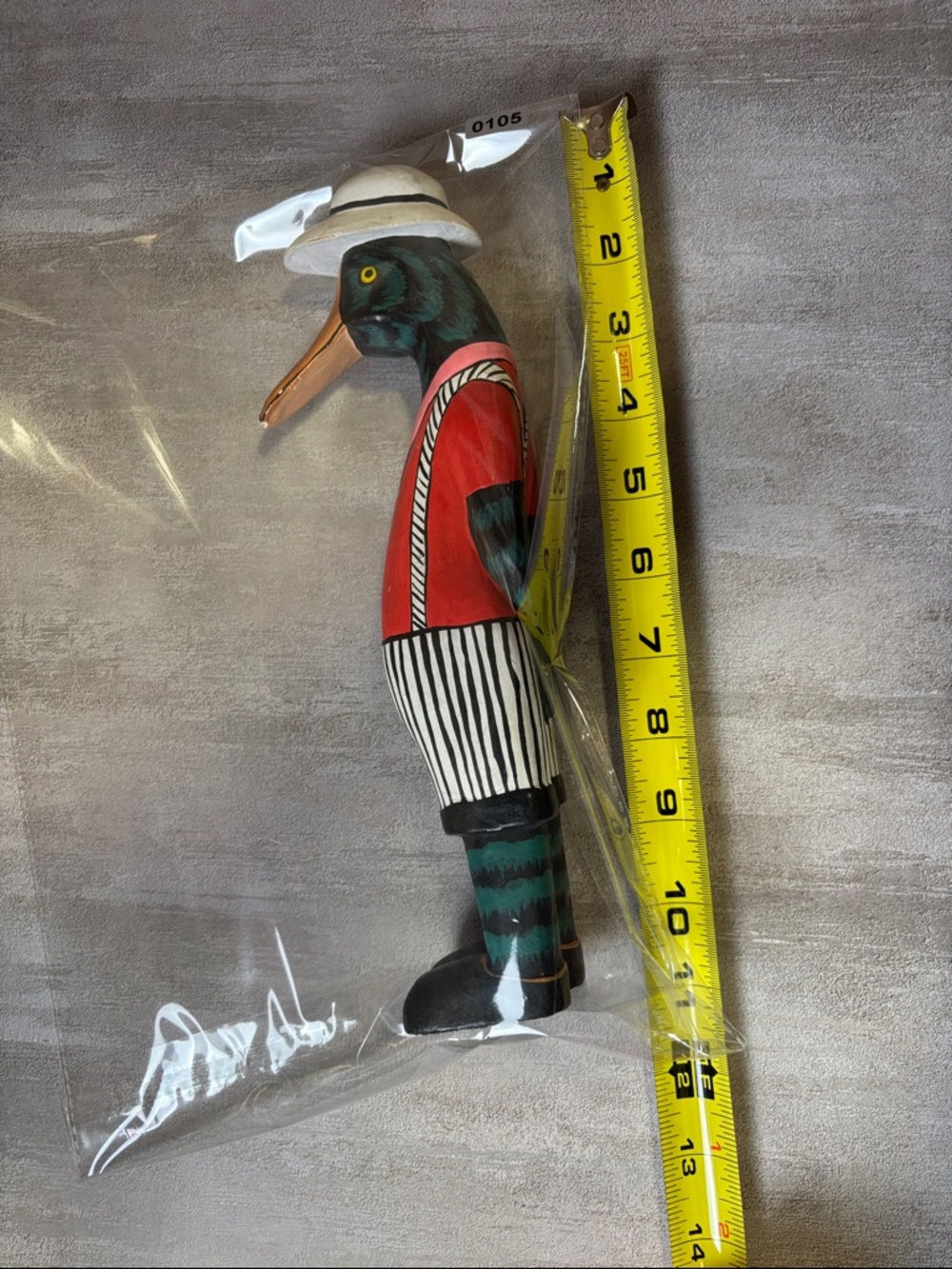Duck Man Hand-Painted 10 Inch Decorative Duck Figurine in Red, Pink & Green - Picture 11 of 11